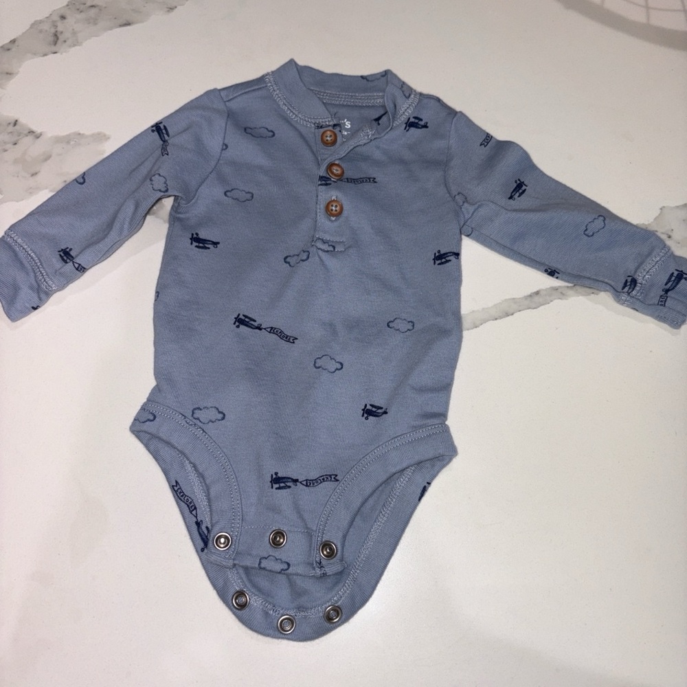 Carter's Sky Blue Airplane Bodysuit